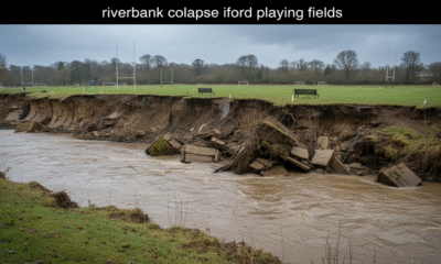 riverbank collapse iford playing fields